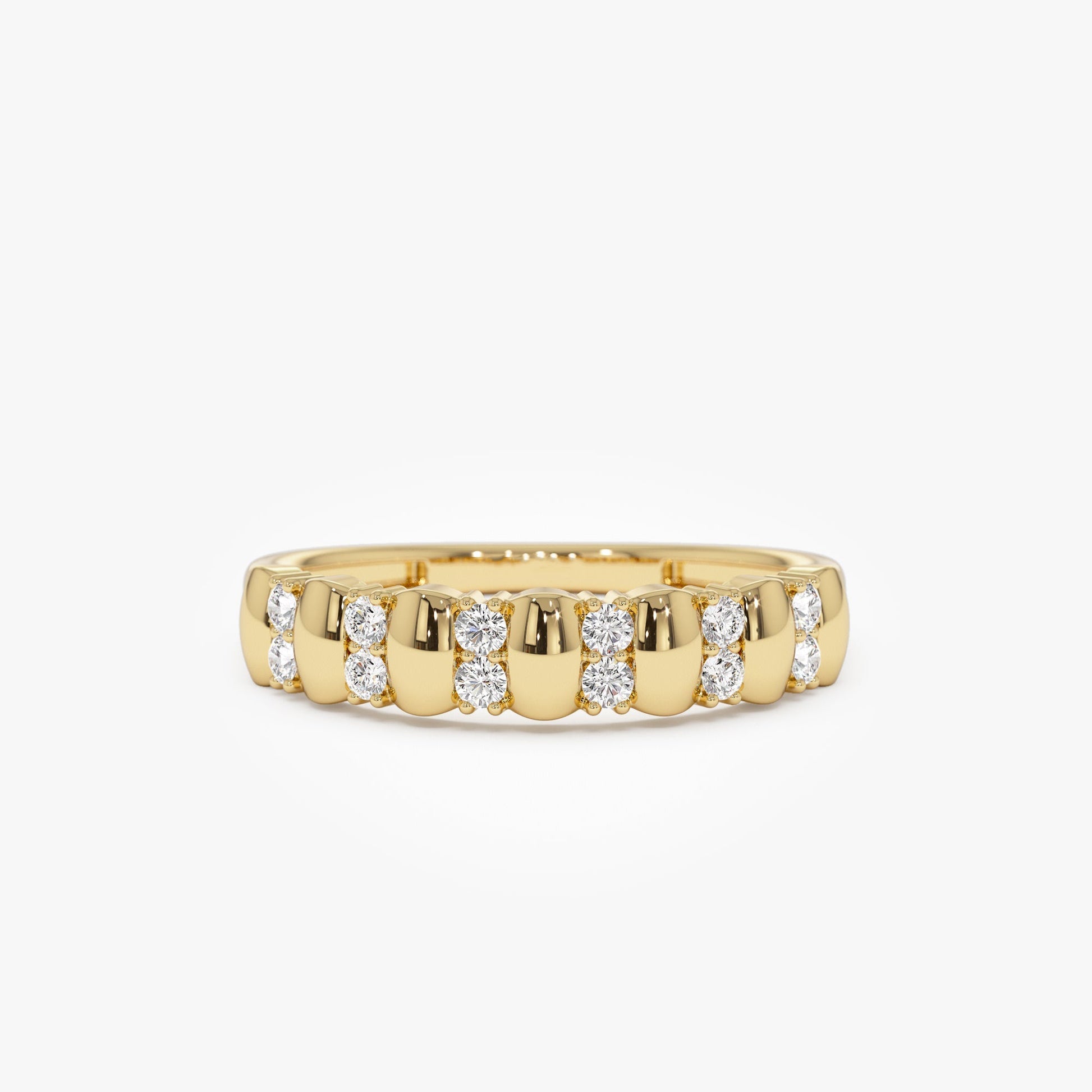 14K Alternating Diamond Bar Band - Geum Jewels