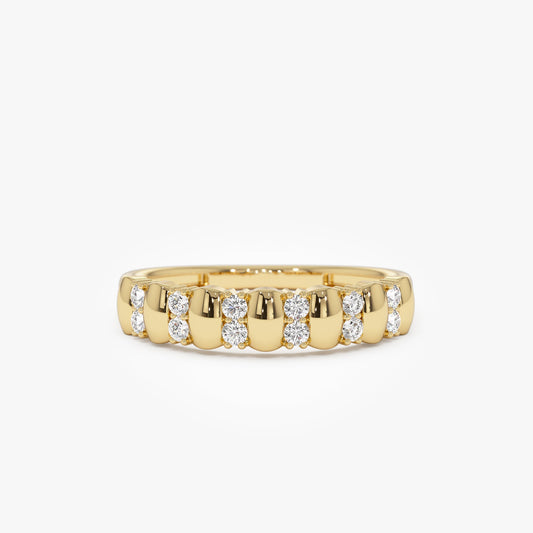 14K Alternating Diamond Bar Band - Geum Jewels