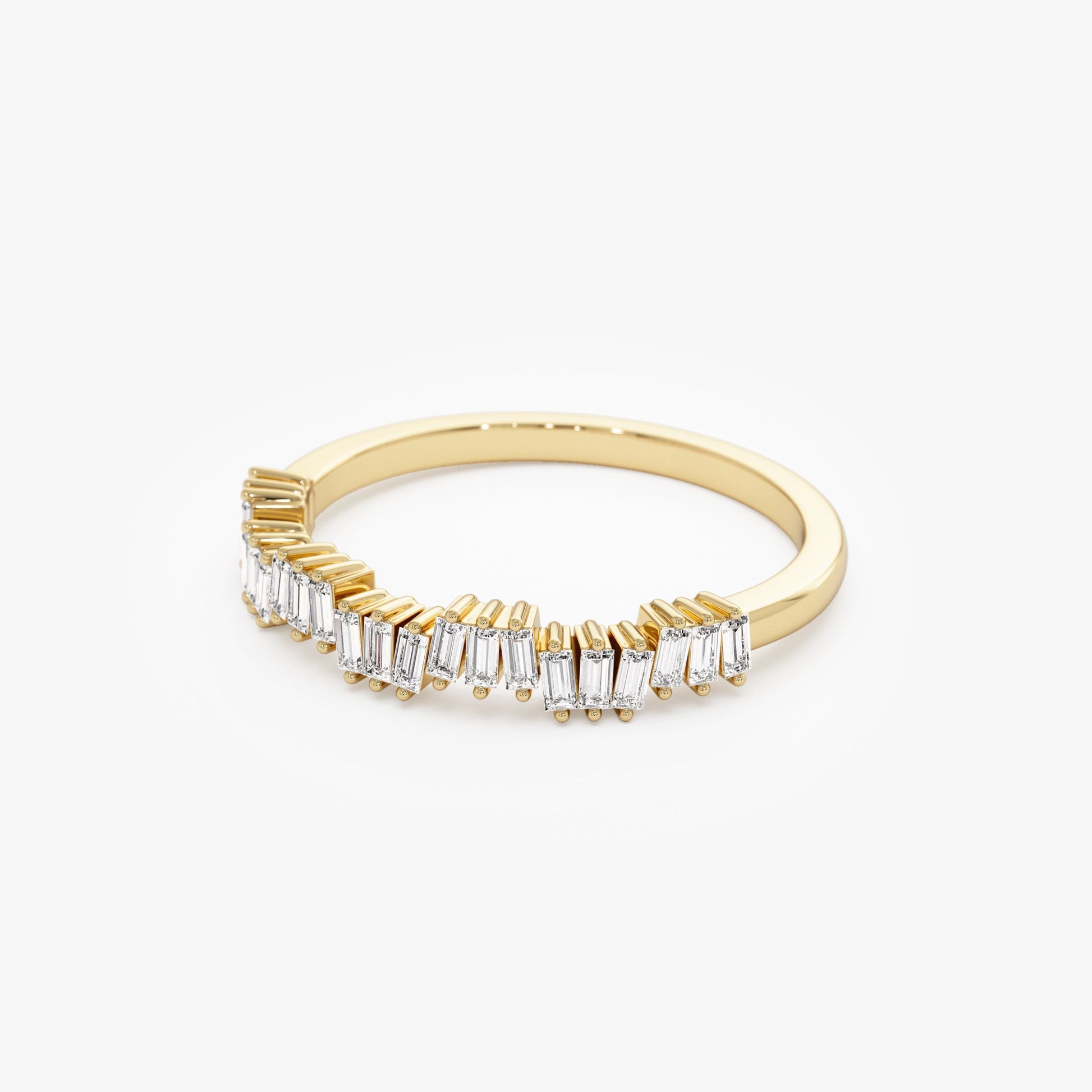 14k Asymetrical Baguette Diamonds Ring - Geum Jewels