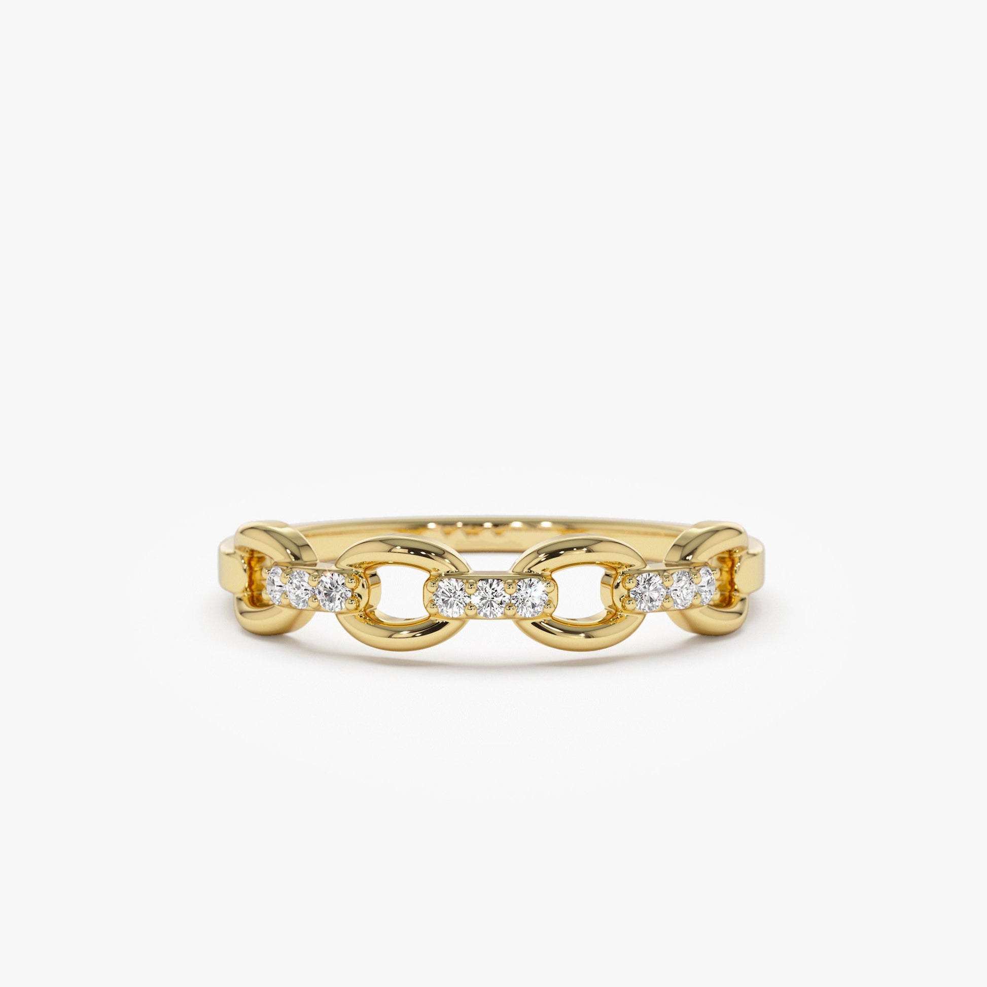 14K Cable Chain Link Diamond Ring - Geum Jewels