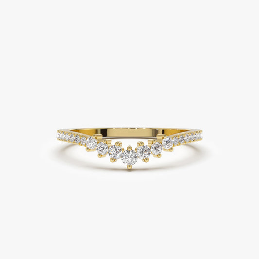 14k Curved Graduating Diamond Wedding Band - Geum Jewels