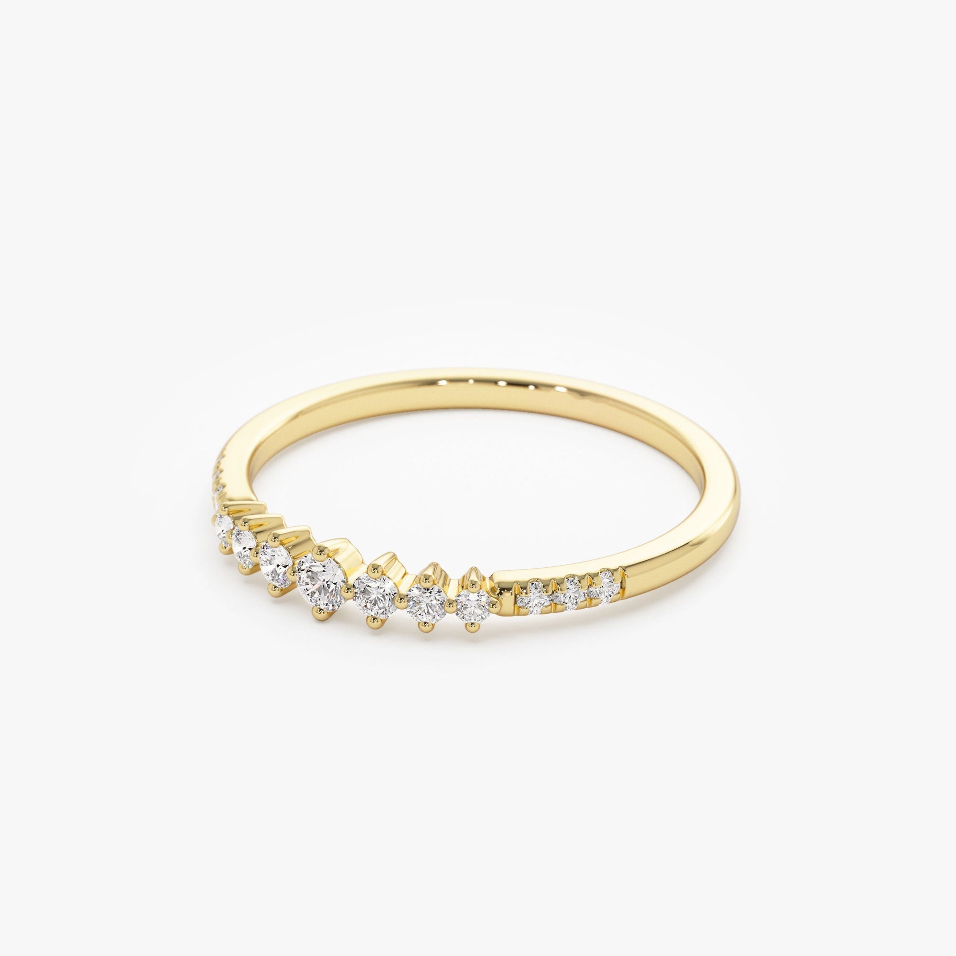 14k Dainty Graduating Diamond Wedding Ring - Geum Jewels