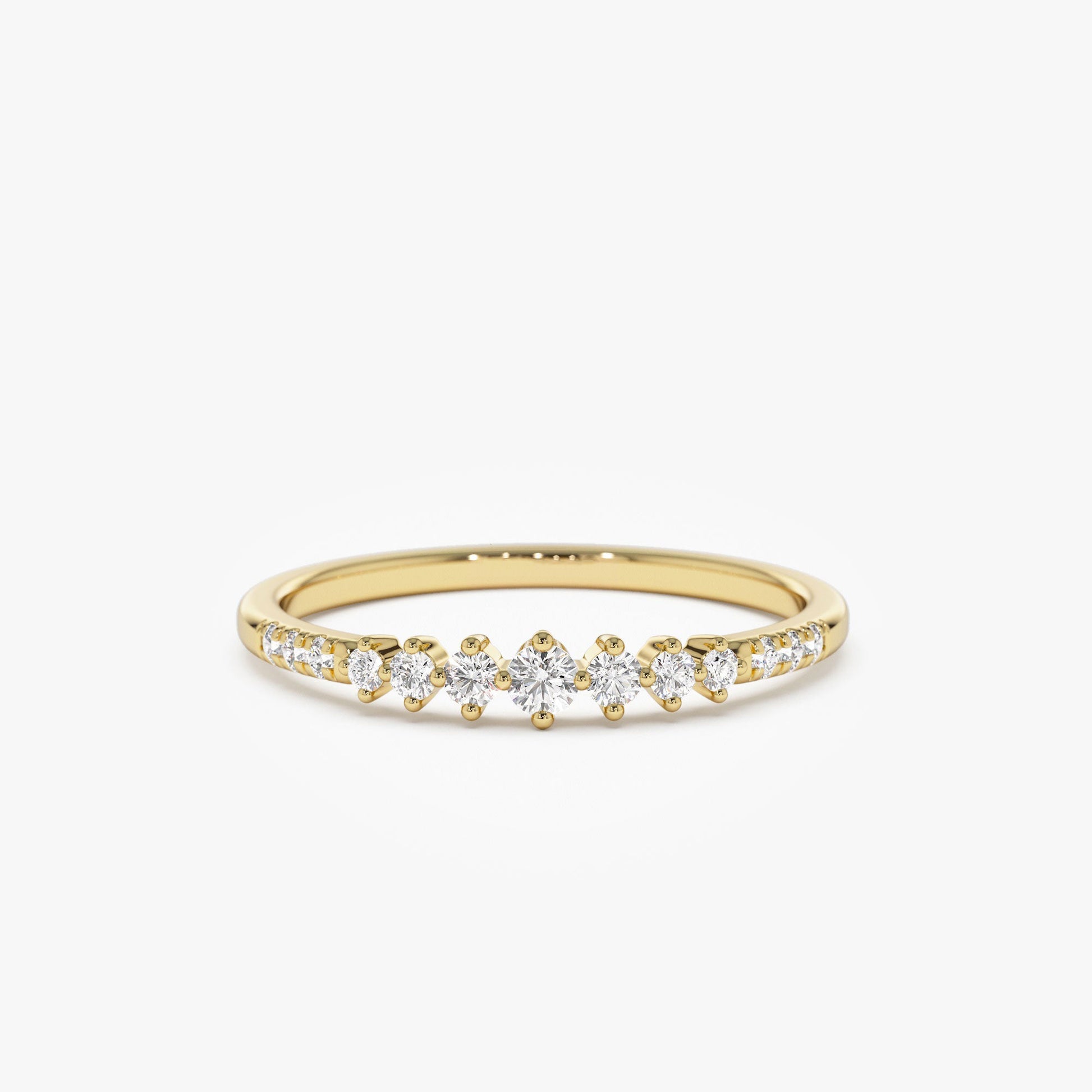 14k Dainty Graduating Diamond Wedding Ring - Geum Jewels