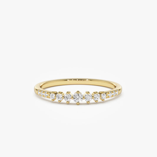 14k Dainty Graduating Diamond Wedding Ring - Geum Jewels