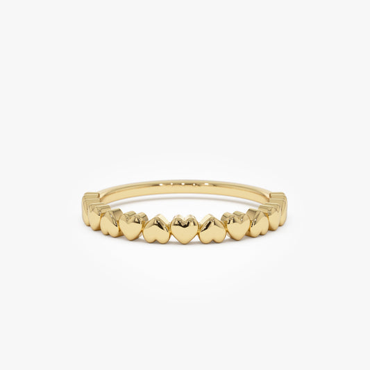 14k Dainty Heart Stacking Gold Ring - Geum Jewels