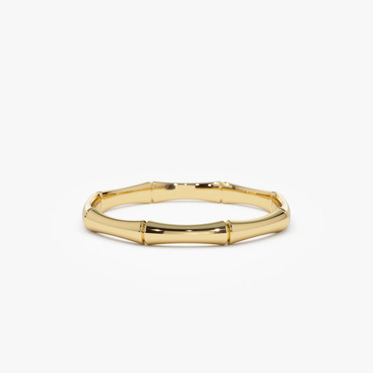 14k Dainty Minimal Bamboo Gold Ring - Geum Jewels