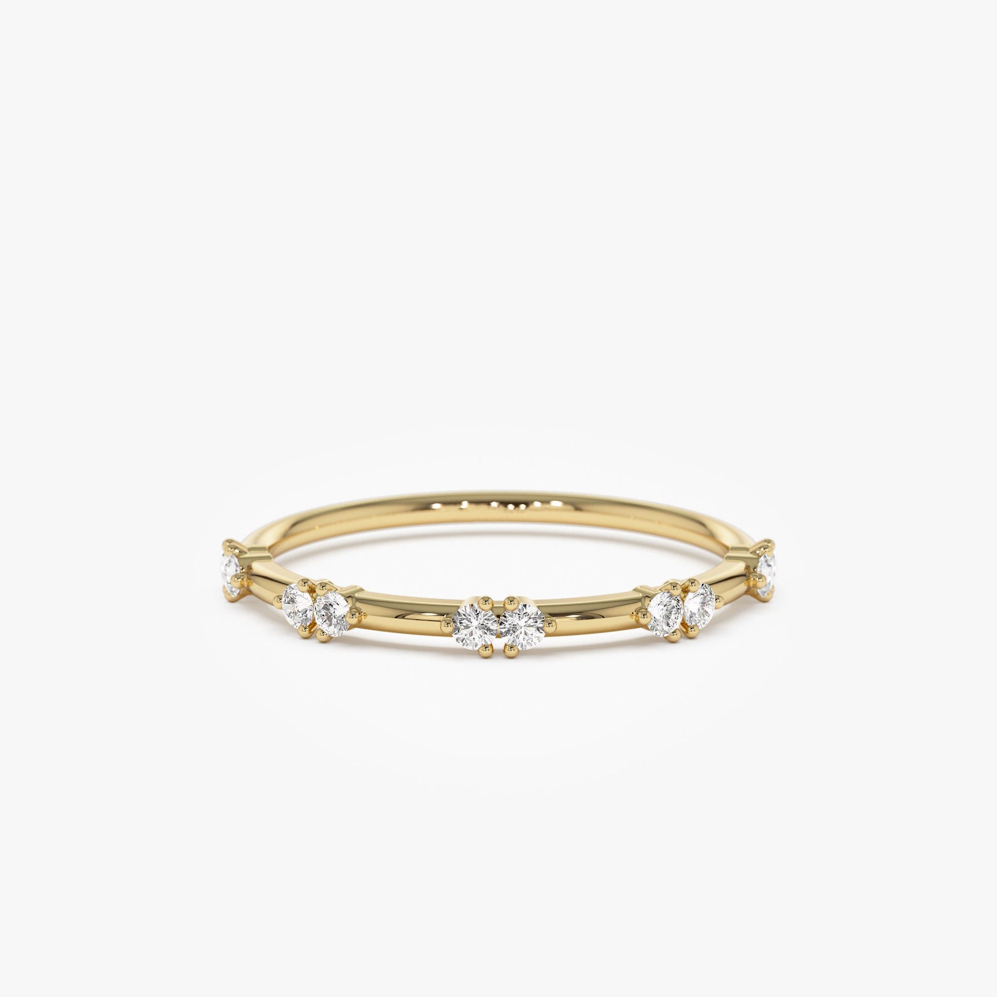 14k Dainty Stacking Diamond Wedding Band - Geum Jewels