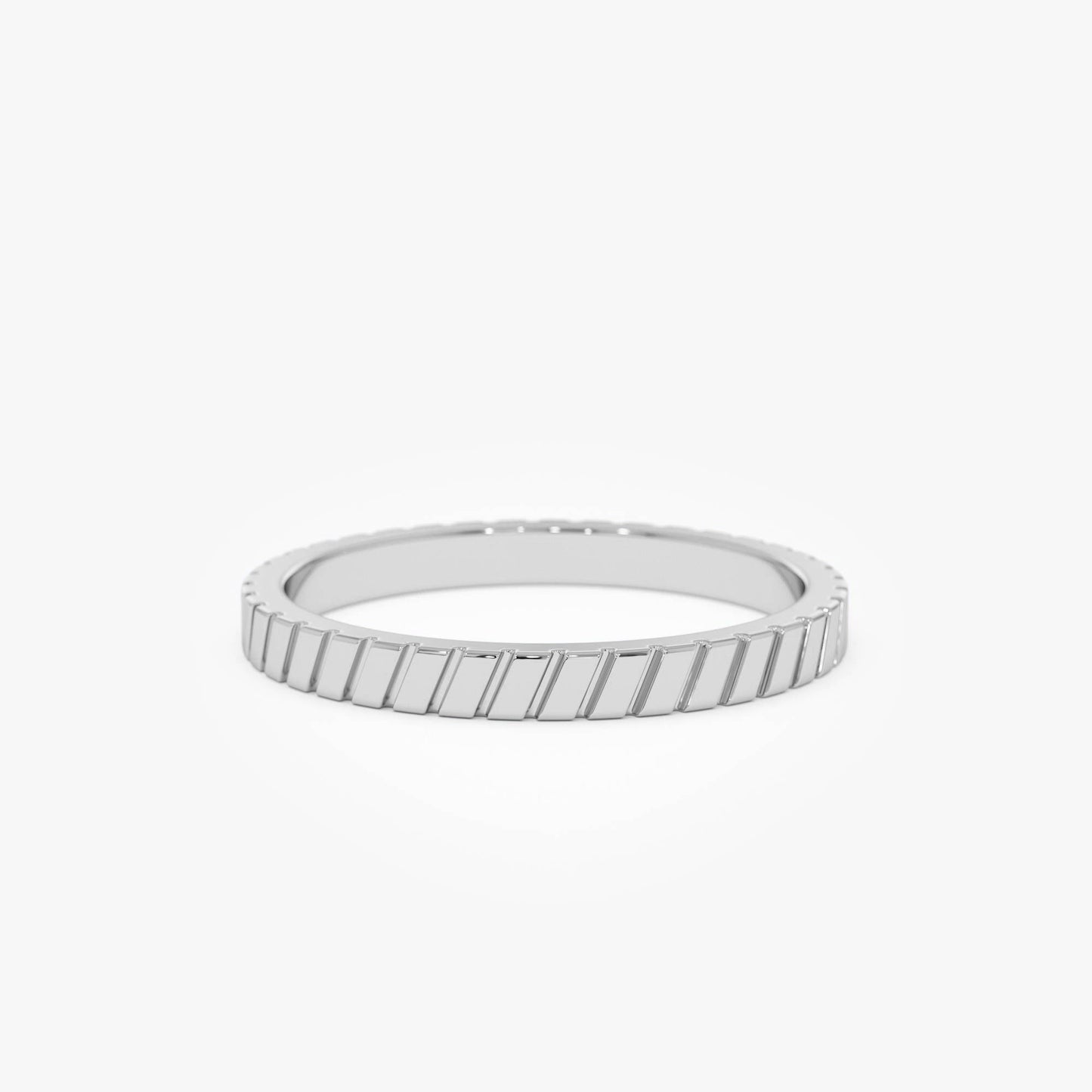 14k Diagonal Fluted Band Ring - Geum Jewels