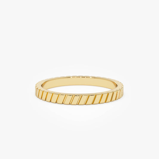 14k Diagonal Fluted Band Ring - Geum Jewels
