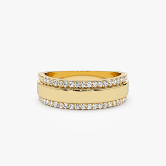 14k Diamond Diamond Edge Wedding Band - Geum Jewels