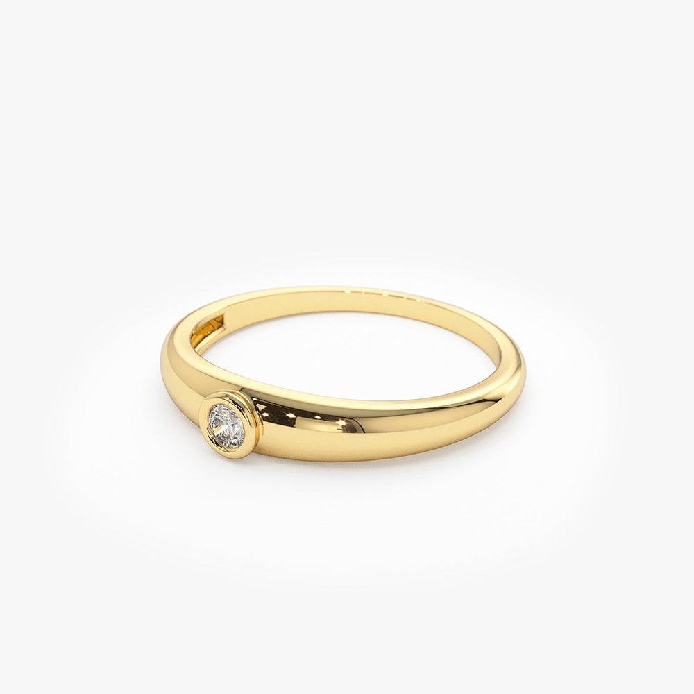 14k Dome Diamond Bezel Ring