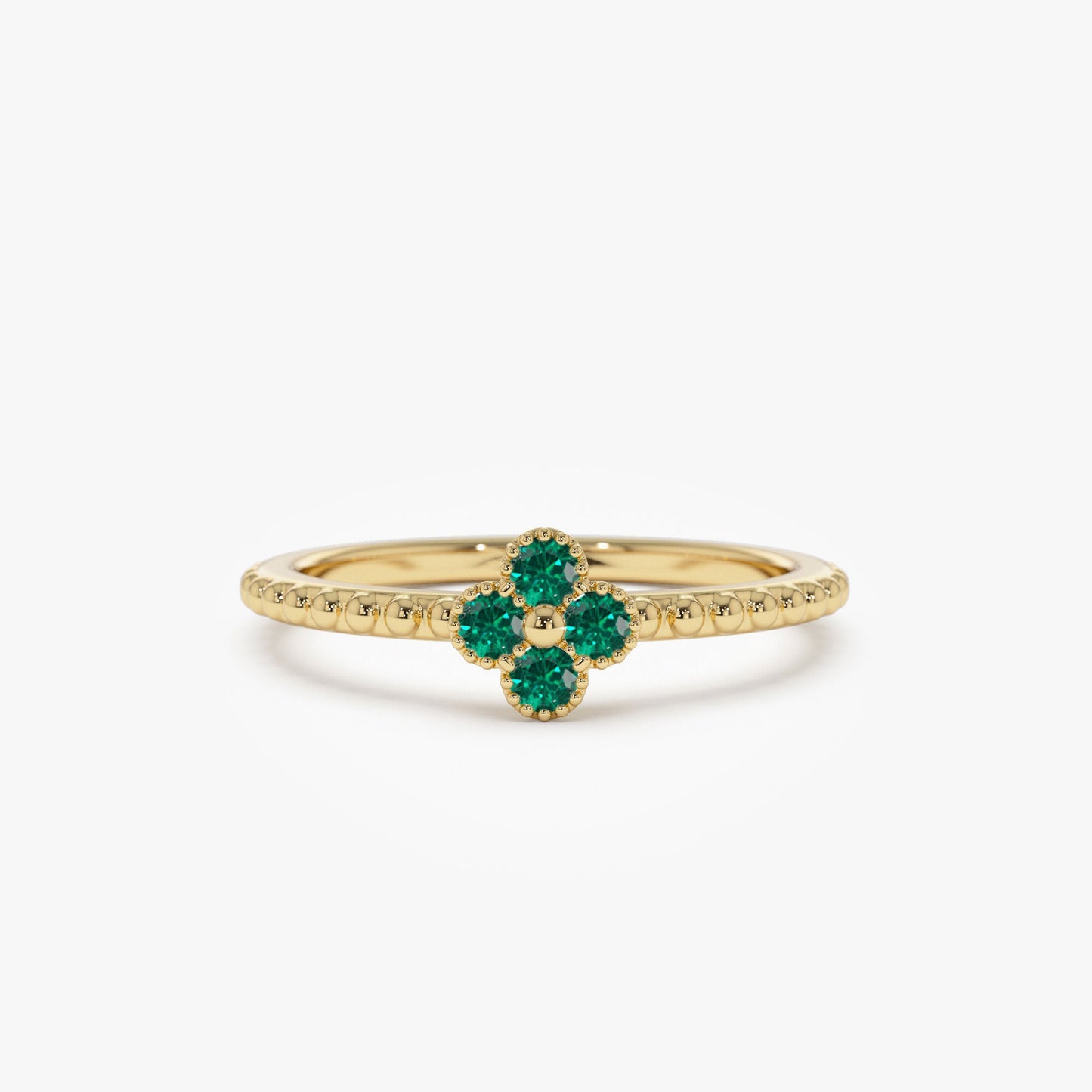 14k Emerald Clover Ring - Geum Jewels