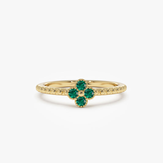 14k Emerald Clover Ring - Geum Jewels