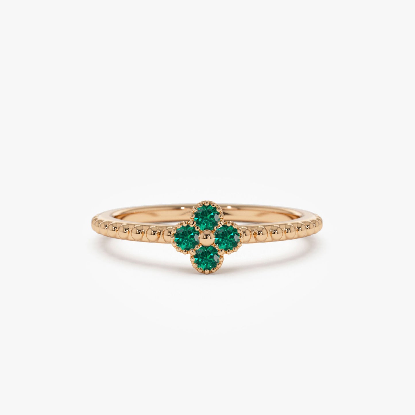 14k Emerald Clover Ring - Geum Jewels