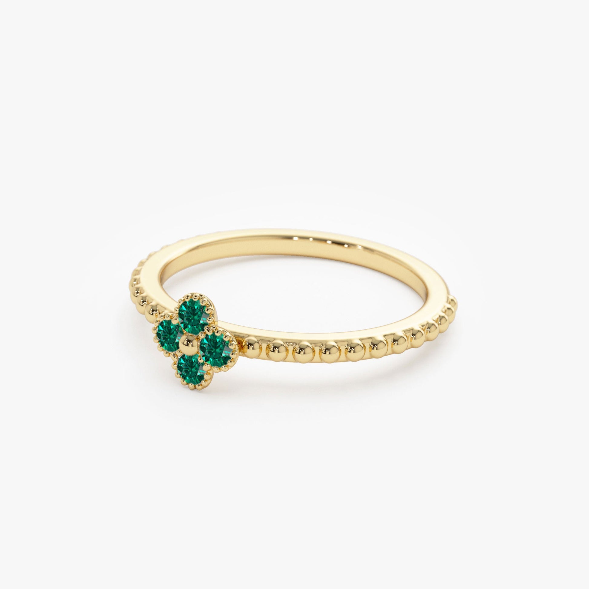14k Emerald Clover Ring - Geum Jewels