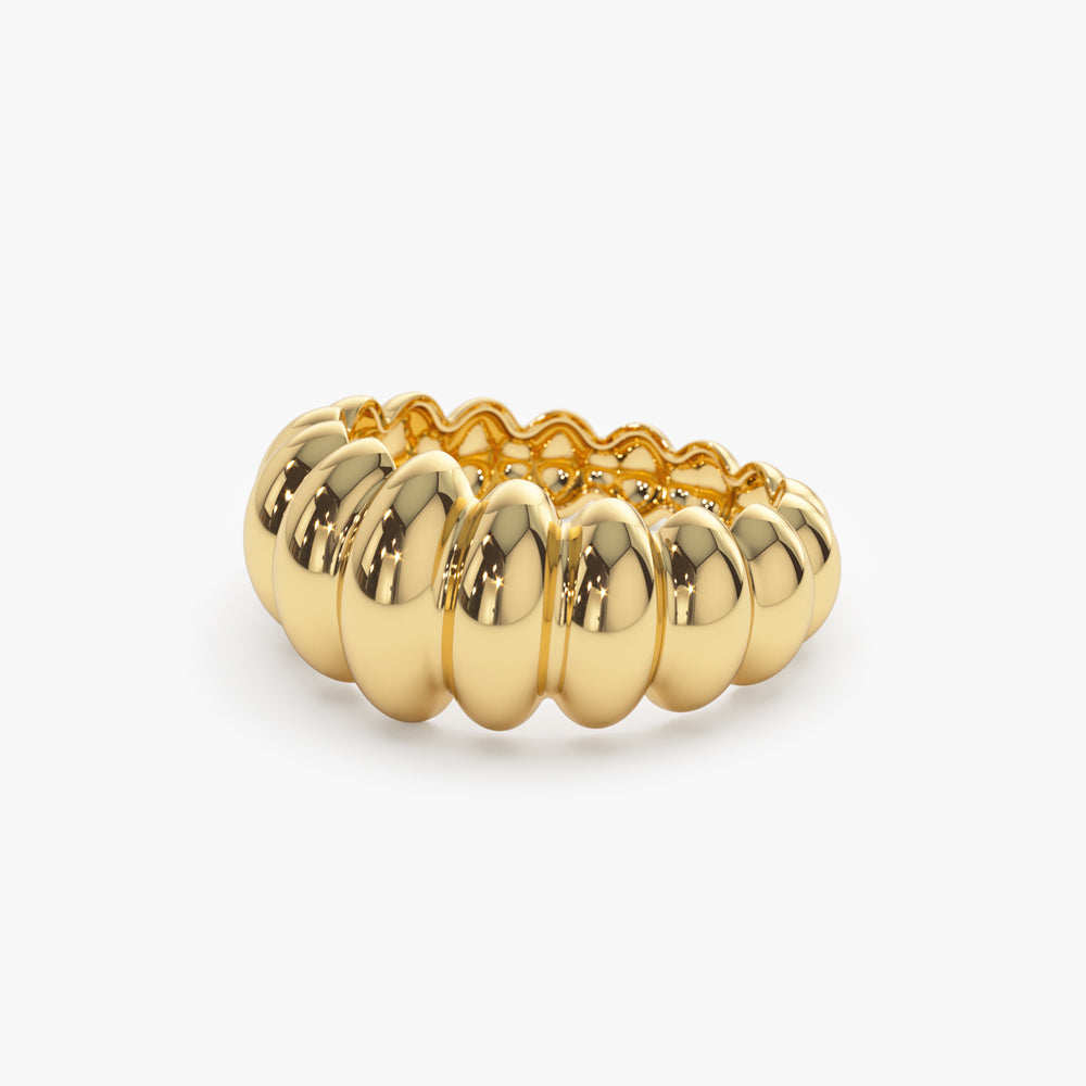 14k Gold Bold Dome Croissant Ring