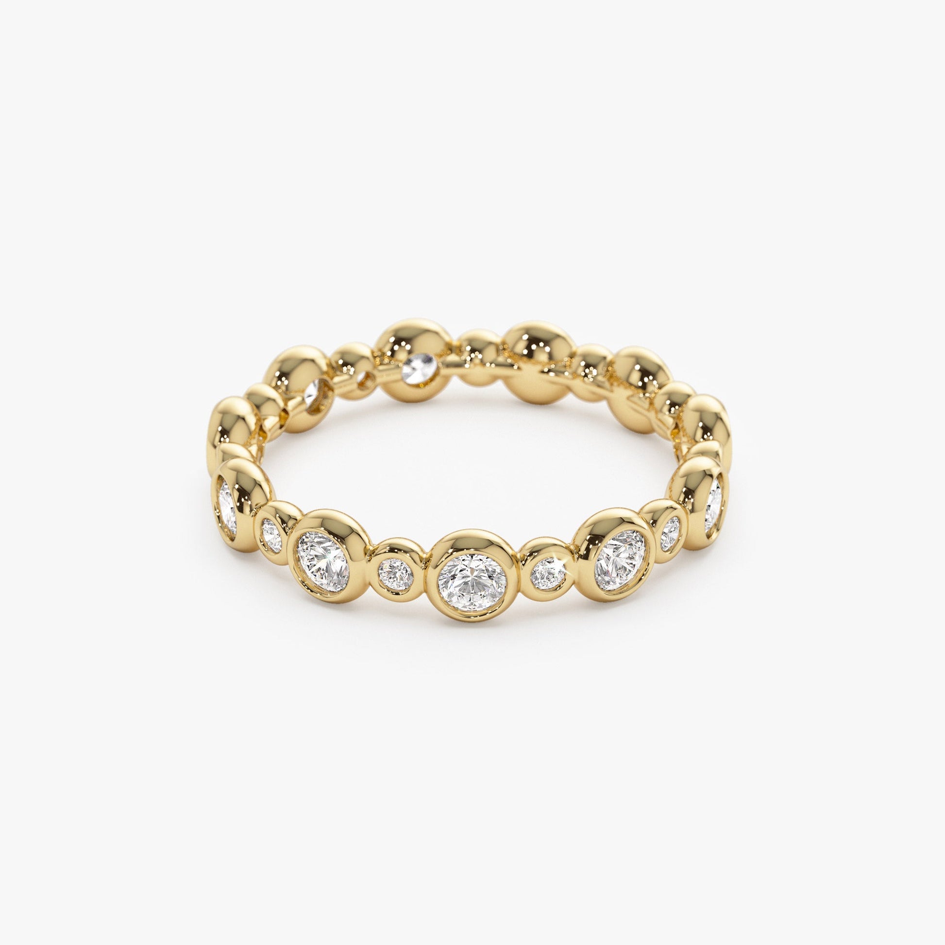 14k Gold Bubble Diamond 3/4 Eternity Wedding Ring