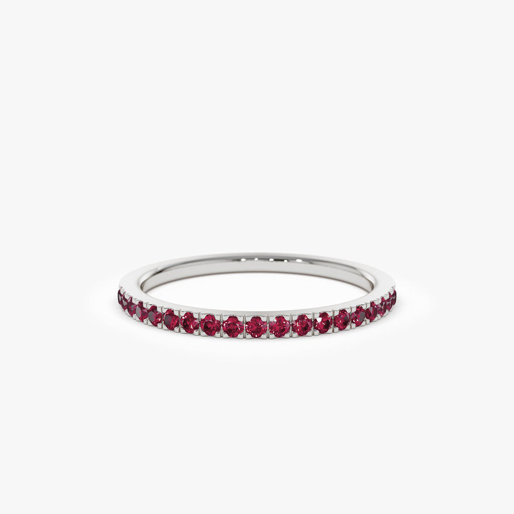 14k Gold Half Eternity Pave Ruby Ring - Geum Jewels