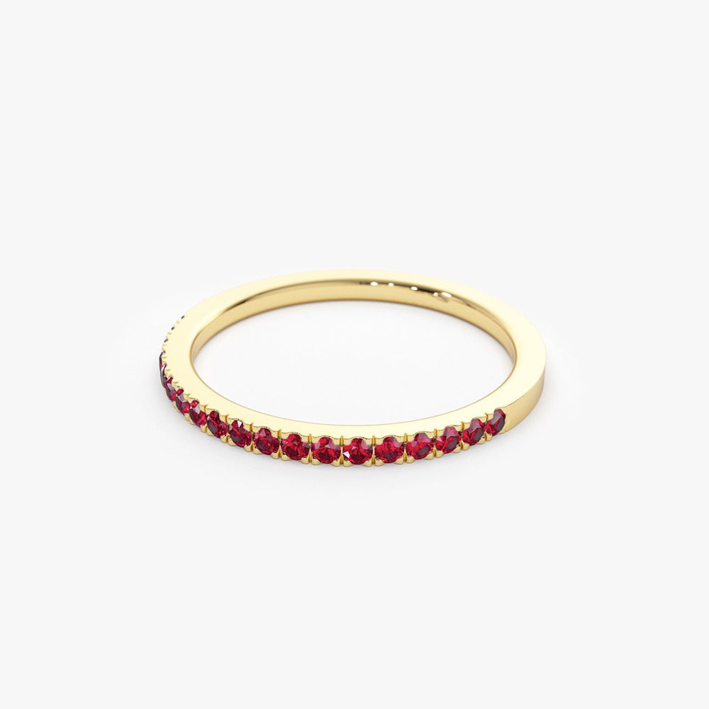 14k Gold Half Eternity Pave Ruby Ring - Geum Jewels