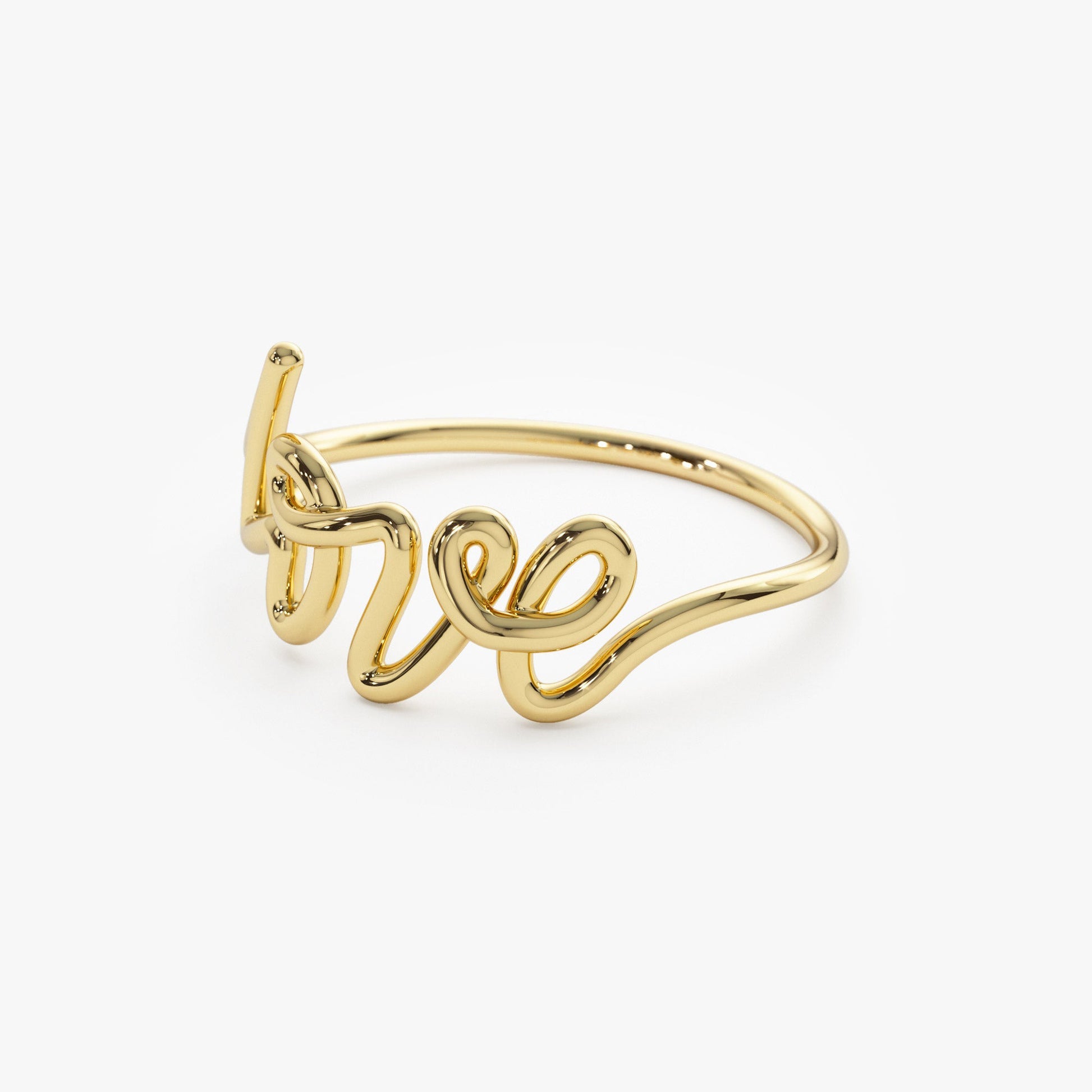 14K Gold Script Love Ring - Geum Jewels