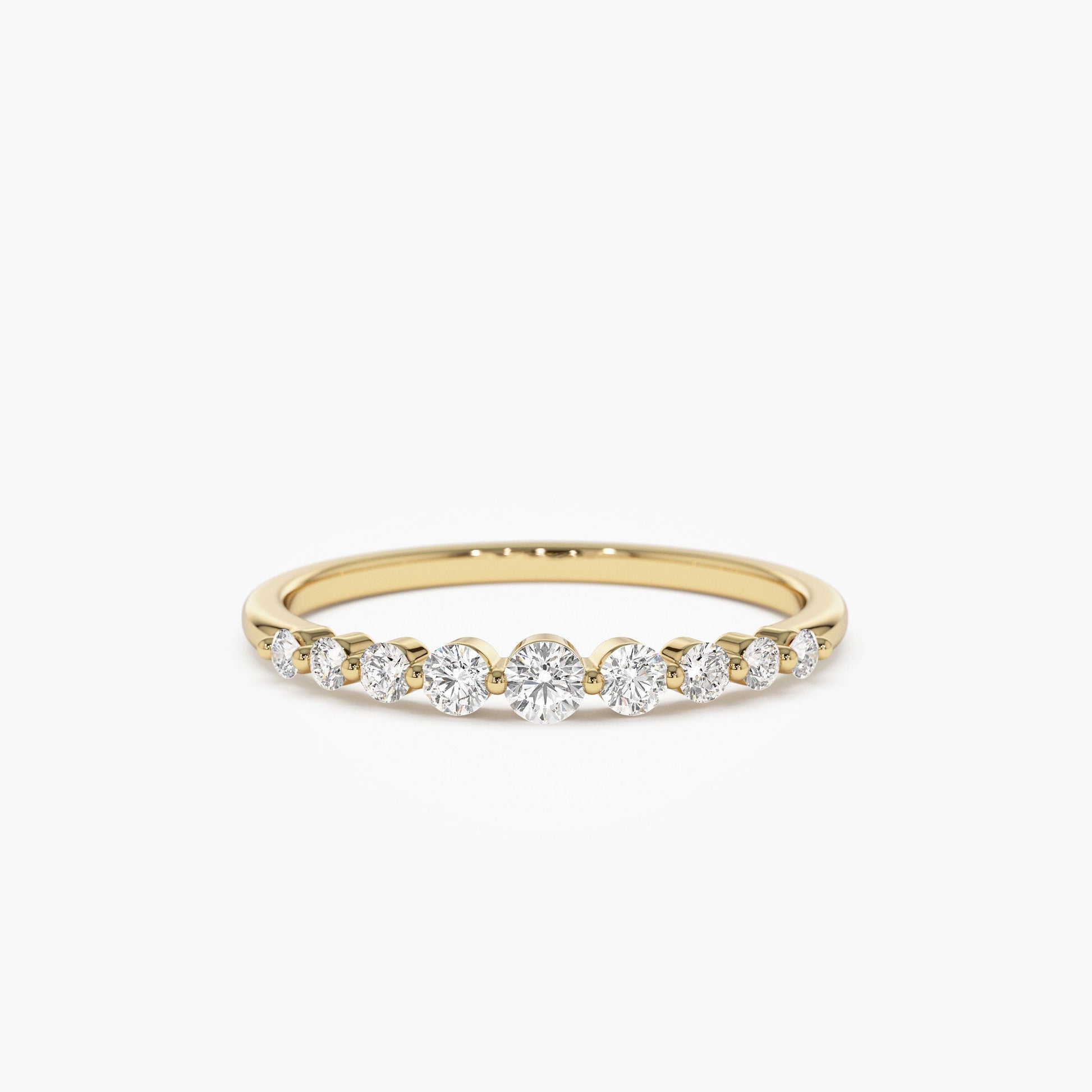 14k Gold Shared Prong Graduating Diamond Wedding Ring - Geum Jewels