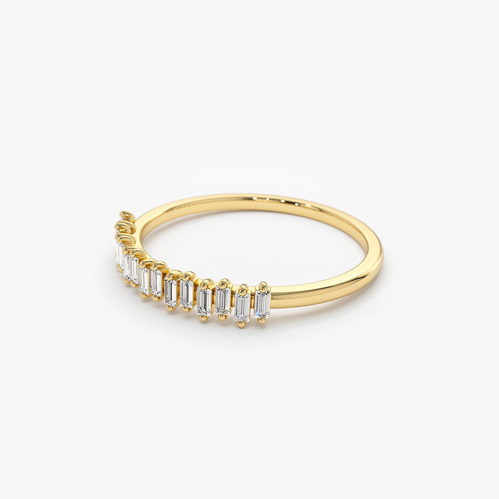 14K Gold Stackable Vertical Baguette Diamond Ring