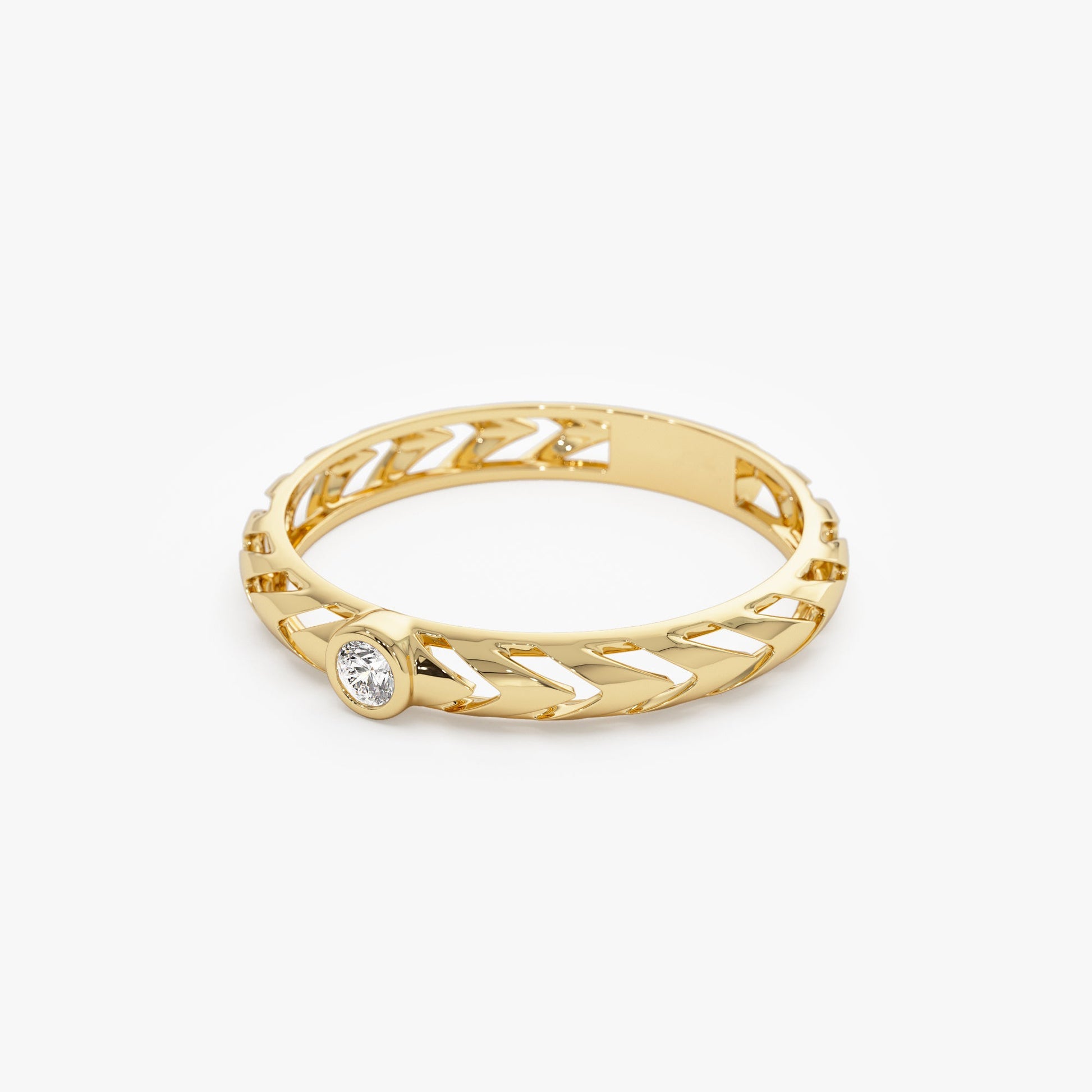 14k Gold Unique Diamond Modern Ring - Geum Jewels