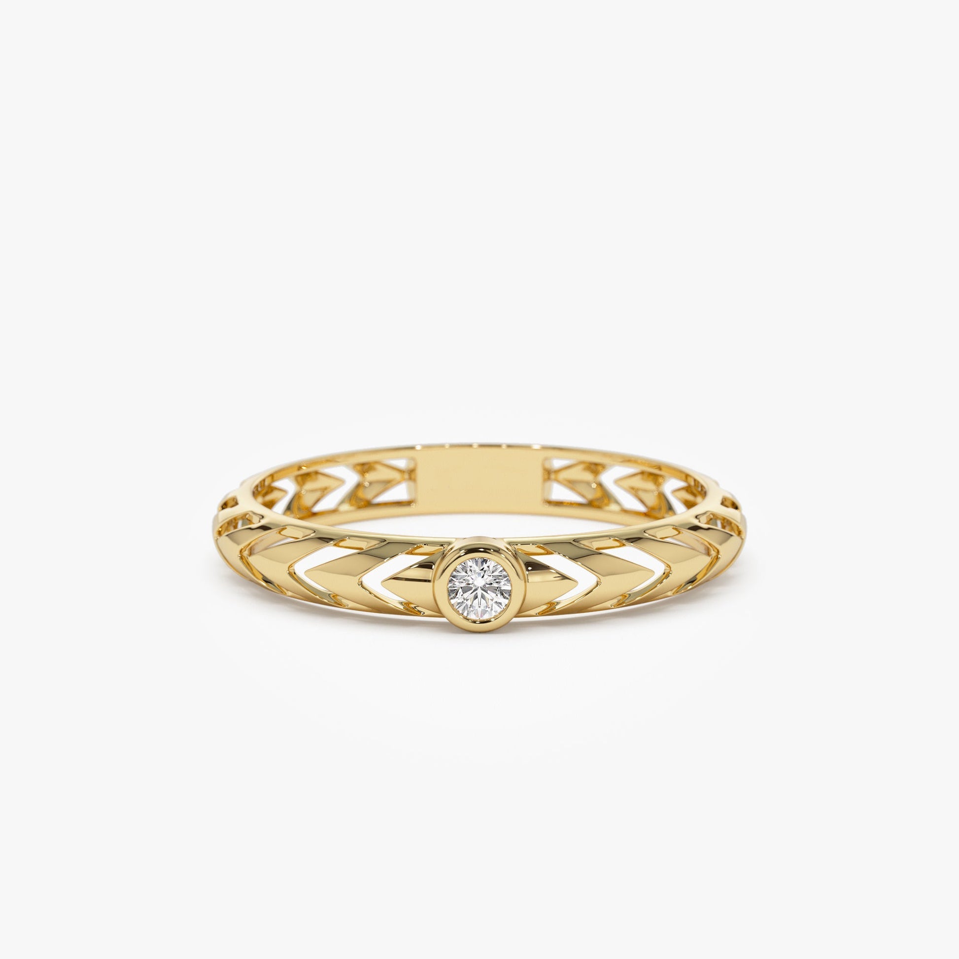 14k Gold Unique Diamond Modern Ring - Geum Jewels