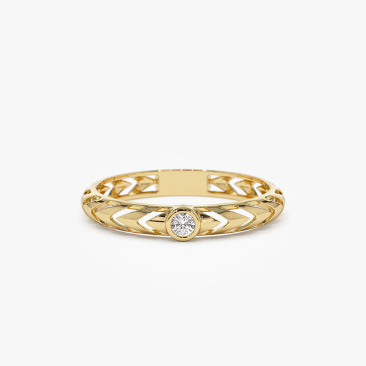 14k Gold Unique Diamond Modern Ring - Geum Jewels