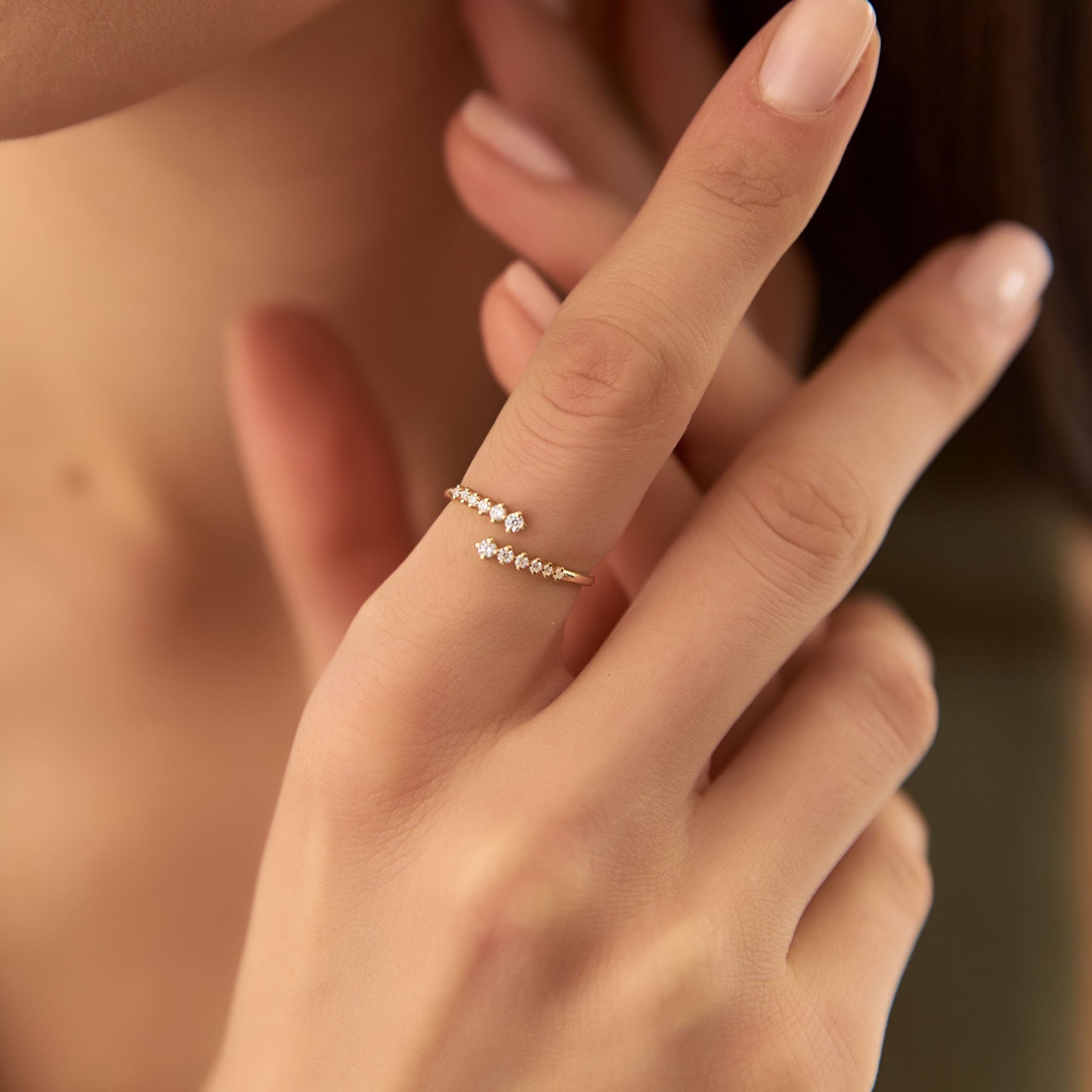 14K Gold Wrapped Diamond Ring