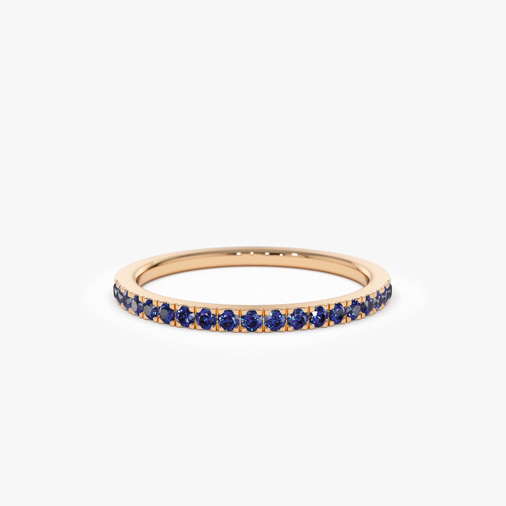 14k Half Eternity Blue Sapphire Ring - Geum Jewels