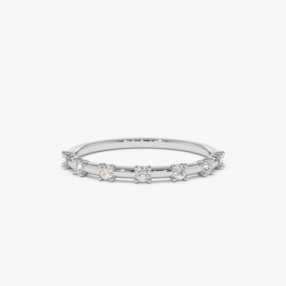 14K Half Eternity Minimalist Diamond Wedding Ring - Geum Jewels