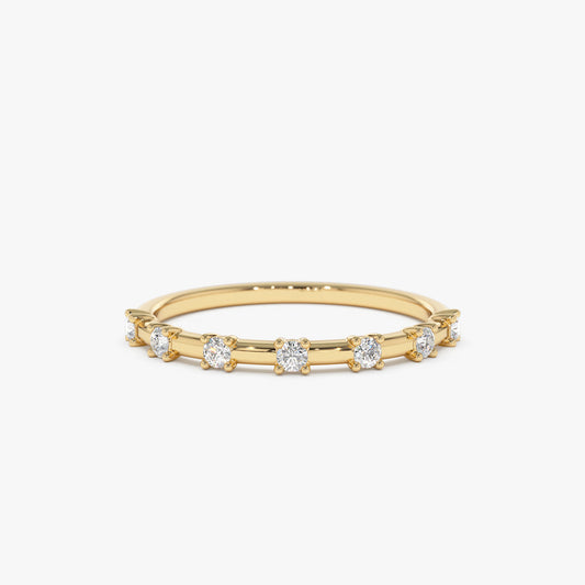 14K Half Eternity Minimalist Diamond Wedding Ring - Geum Jewels