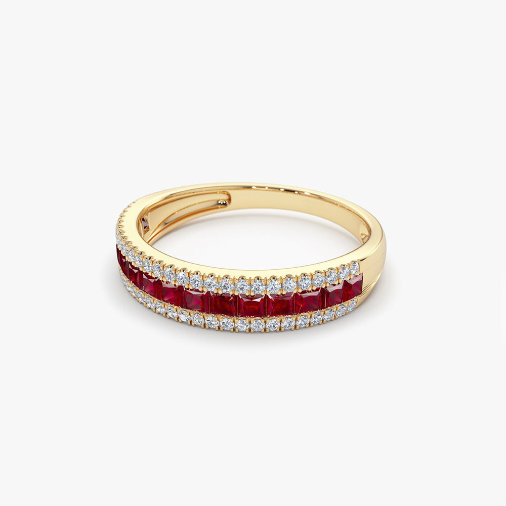 14k Half Eternity Square Ruby Anniversary Ring - Geum Jewels