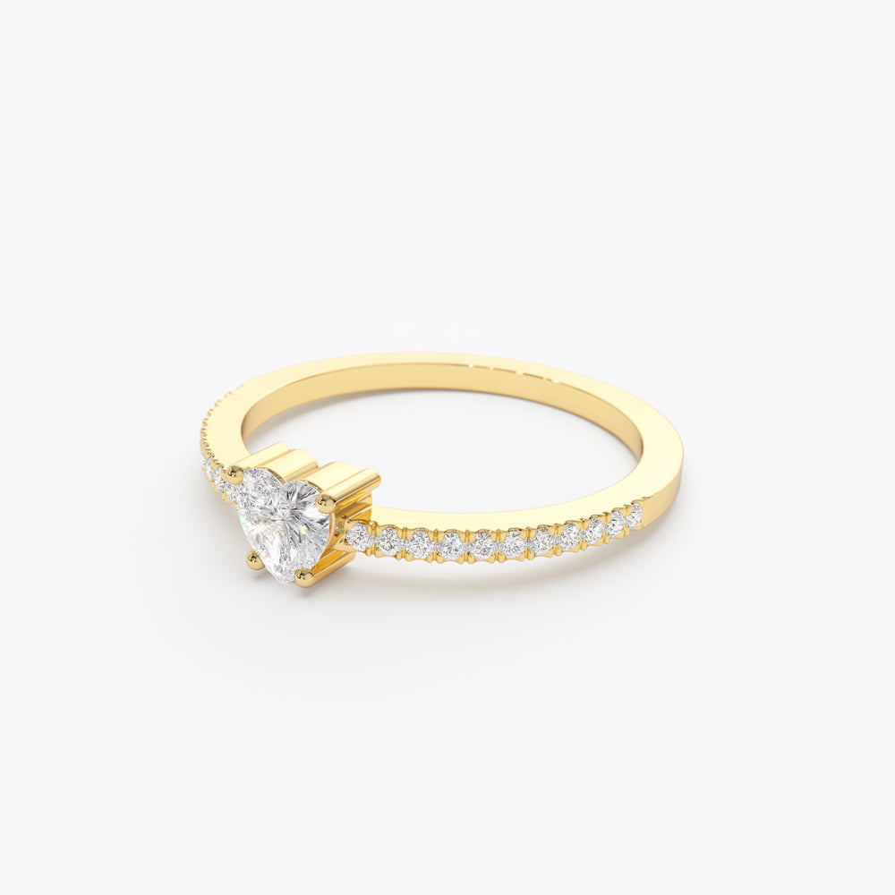 14k Heart-Shaped Diamond Ring - Geum Jewels