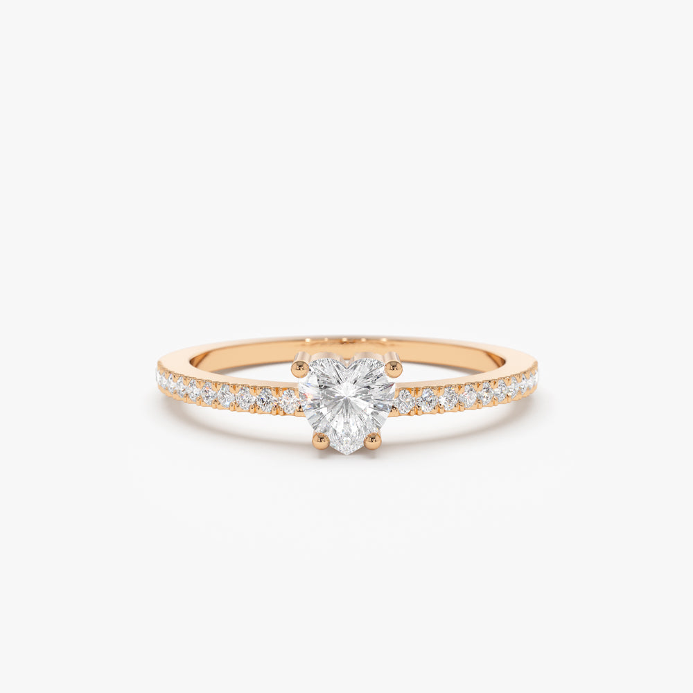 14k Heart-Shaped Diamond Ring - Geum Jewels