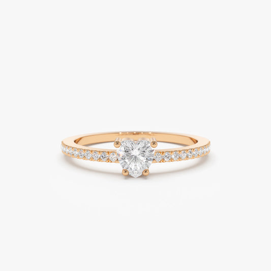14k Heart-Shaped Diamond Ring - Geum Jewels