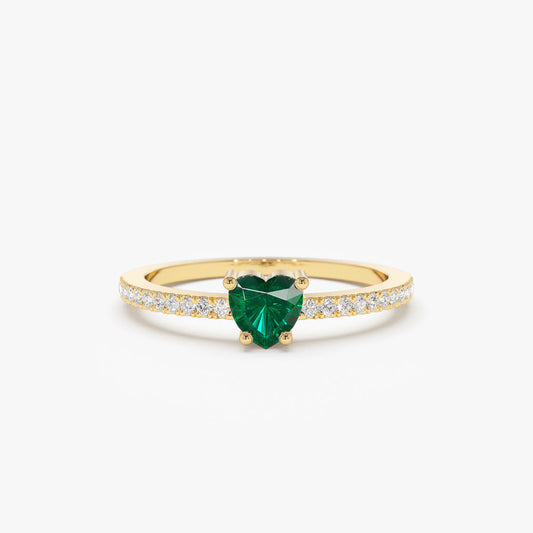14k Heart-Shaped Emerald Ring - Geum Jewels