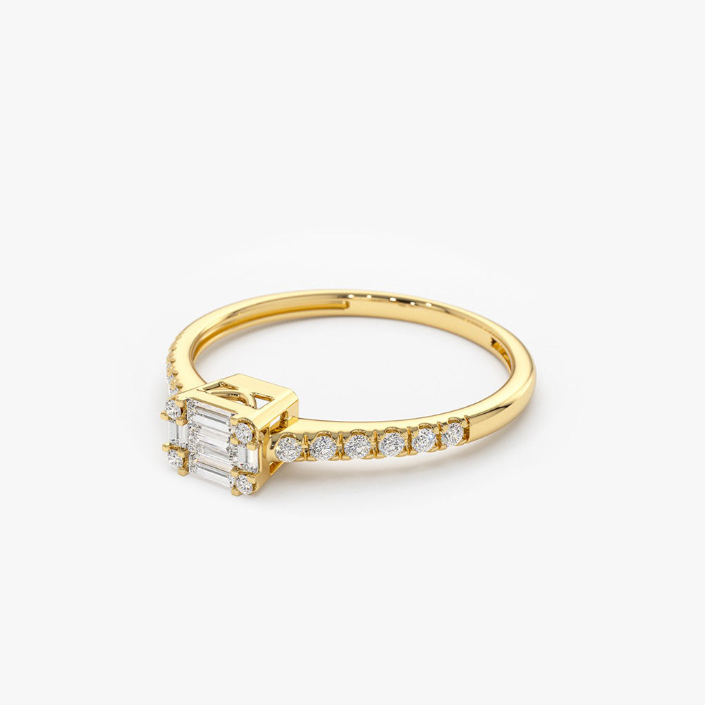 14k Illusion Setting East to West Baguette Diamond Ring - Geum Jewels
