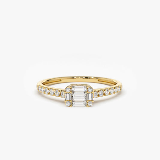 14k Illusion Setting East to West Baguette Diamond Ring - Geum Jewels