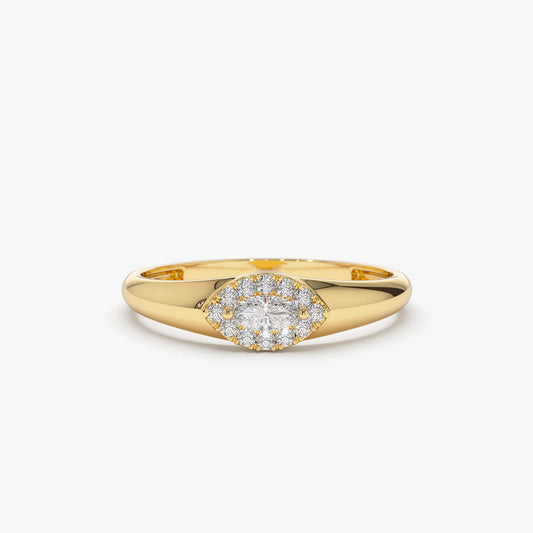 14K Marquise Diamond in Halo Setting Ring - Geum Jewels