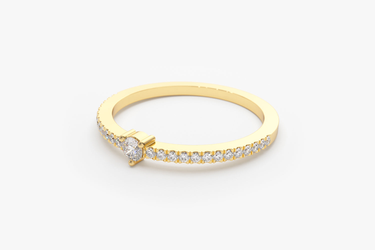 14k Minimalist Pave Diamond Stacking Ring - Geum Jewels