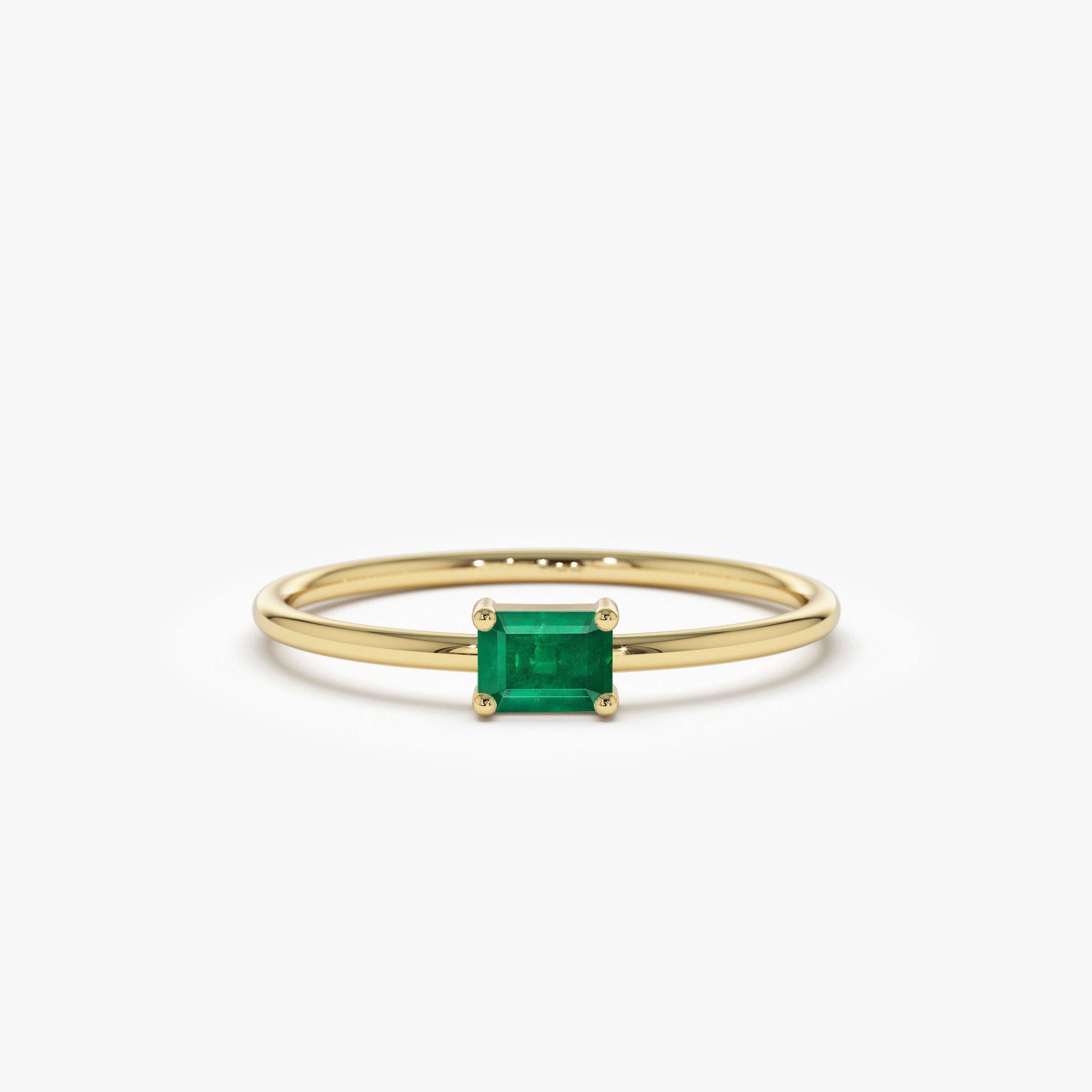 14k Octagon Cut Emerald Ring - Geum Jewels