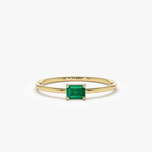 14k Octagon Cut Emerald Ring - Geum Jewels