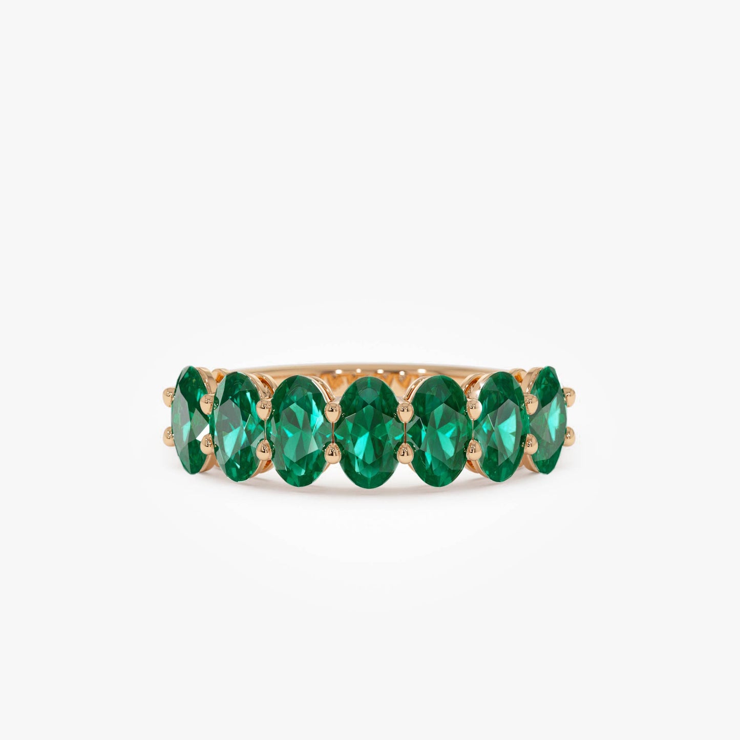 14k Oval Shaped Basket Setting Emerald Ring - Geum Jewels