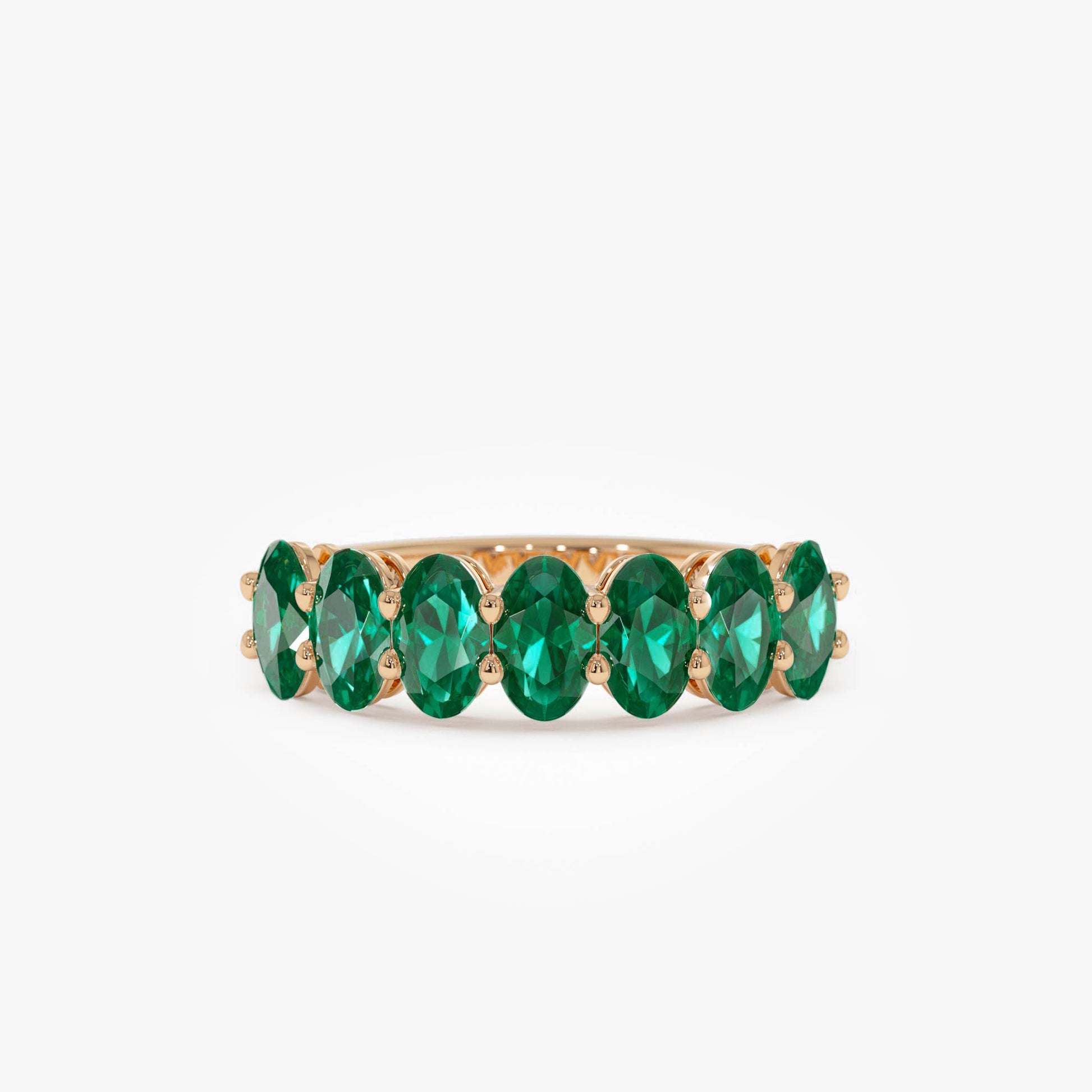 14k Oval Shaped Basket Setting Emerald Ring - Geum Jewels