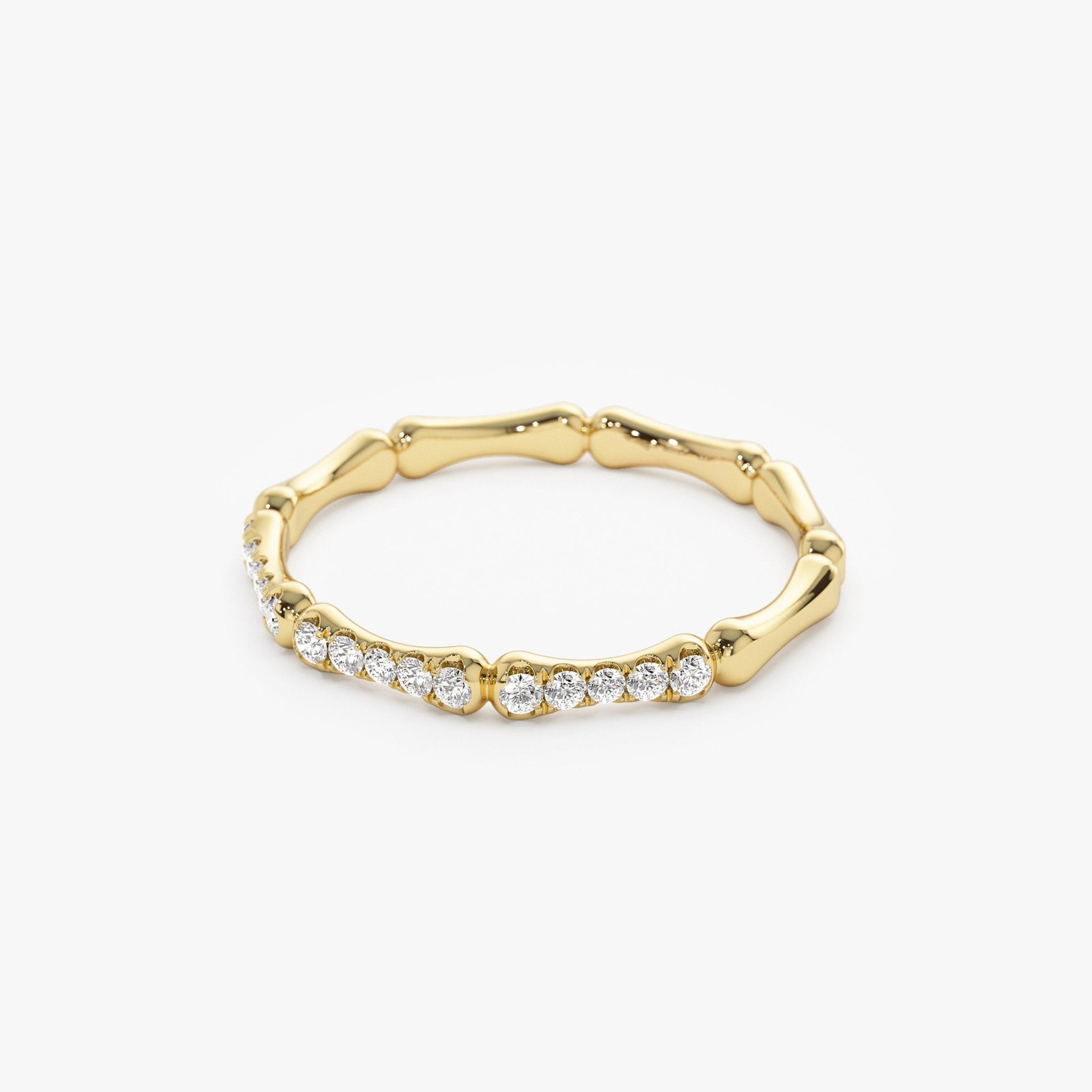 14k Pave Diamond Bamboo Ring - Geum Jewels