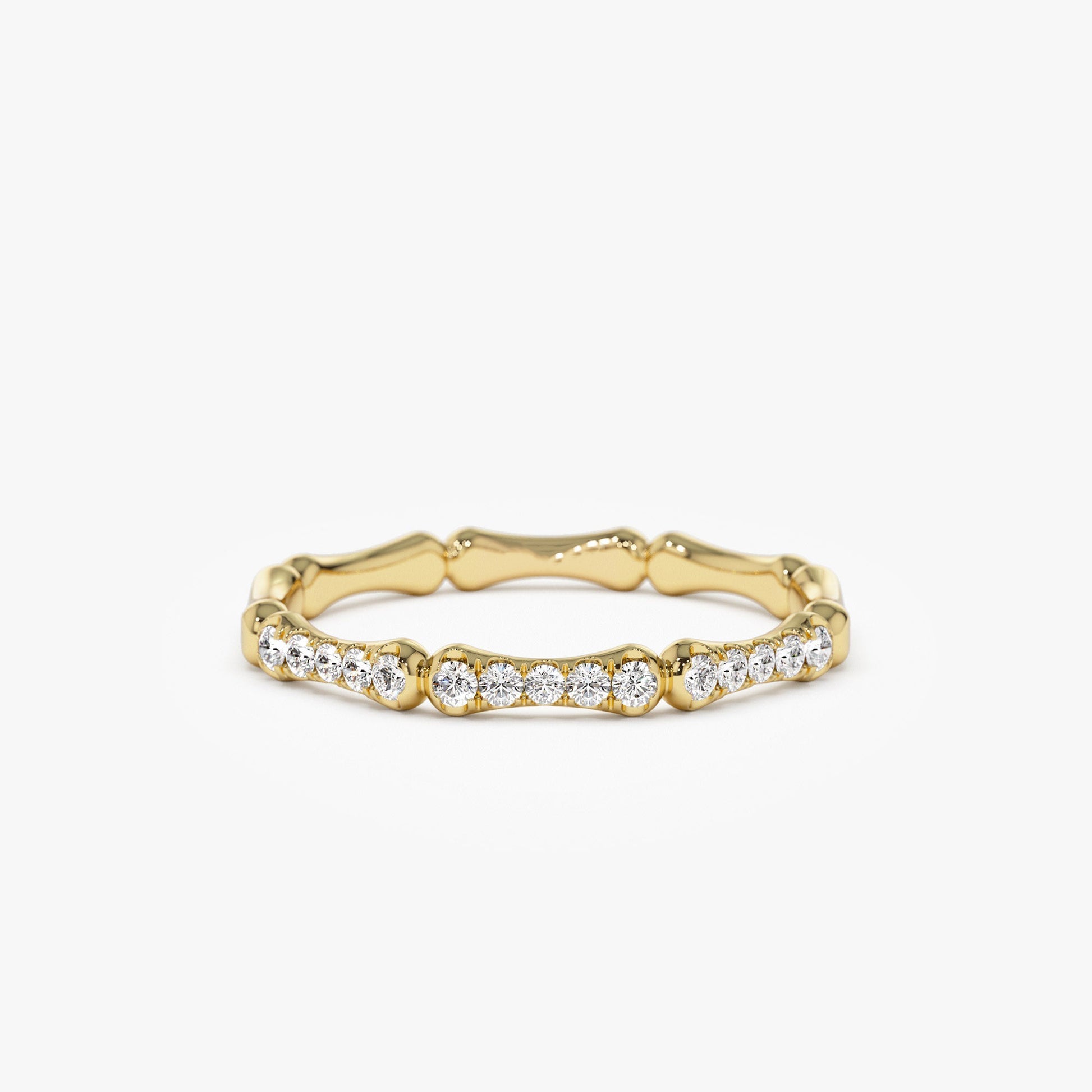 14k Pave Diamond Bamboo Ring - Geum Jewels