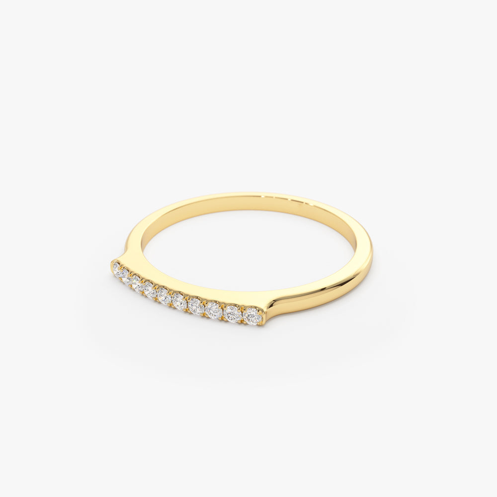 14k Pave Diamond Bar Ring - Geum Jewels