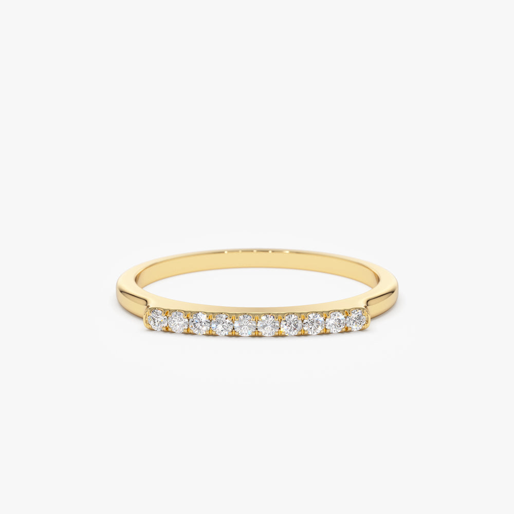 14k Pave Diamond Bar Ring - Geum Jewels